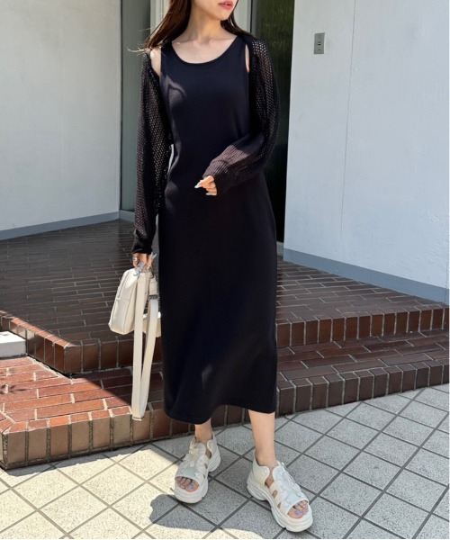 OLIVE des OLIVE(オリーブデオリーブ)の「メッシュボレロ付カットワンピース 1031090560(ワンピース・レディース・オートミール/ブラック/ラベンダー・FREE)」の2枚目の写真