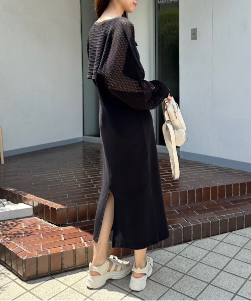 OLIVE des OLIVE(オリーブデオリーブ)の「メッシュボレロ付カットワンピース 1031090560(ワンピース・レディース・オートミール/ブラック/ラベンダー・FREE)」の5枚目の写真