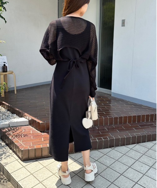 OLIVE des OLIVE(オリーブデオリーブ)の「メッシュボレロ付カットワンピース 1031090560(ワンピース・レディース・オートミール/ブラック/ラベンダー・FREE)」の17枚目の写真