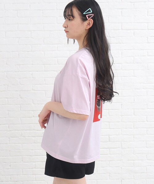 PINK-latte（ピンクラテ）の「◆【接触冷感機能付き】バックイラストプリントBIGT（Tシャツ/カットソー・キッズ・ブラック/黄緑系/ベビーピンク/オフホワイト・14/15 /16）」の5枚目の写真