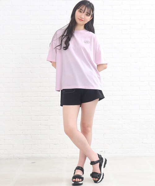 PINK-latte（ピンクラテ）の「◆【接触冷感機能付き】バックイラストプリントBIGT（Tシャツ/カットソー・キッズ・ブラック/黄緑系/ベビーピンク/オフホワイト・14/15 /16）」の12枚目の写真