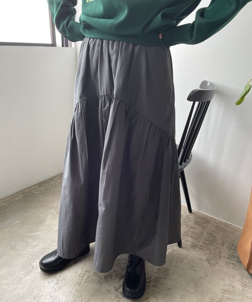 LOWRYS FARM（ローリーズファーム）の「ギャザーティアードスカート　 969875（スカート・レディース・チャコールグレー/グリーン/アイボリー/その他/ブラック・FREE）」の3枚目の写真