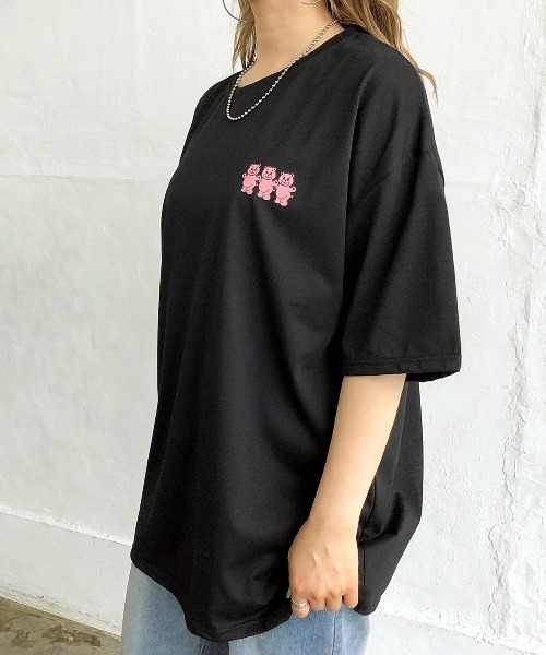SHEENA(シーナ)の「バックミニbearプリントルーズTシャツ(Tシャツ/カットソー・レディース・ブラック/ホワイト・M)」の6枚目の写真