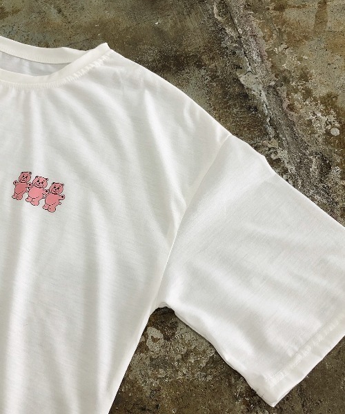 SHEENA(シーナ)の「バックミニbearプリントルーズTシャツ(Tシャツ/カットソー・レディース・ブラック/ホワイト・M)」の10枚目の写真