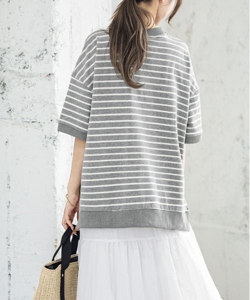 SUGAR BISKET(シュガービスケット)の「サイドスリットボーダーTシャツ(Tシャツ/カットソー・レディース・ブラック/グレー/ホワイト・フリー)」の18枚目の写真