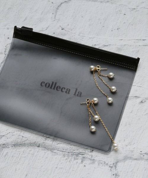 [silver925]パール×チェーン バックキャッチピアス〈金属アレルギー対応〉（ピアス（両耳用））｜colleca la（コレカラ）
