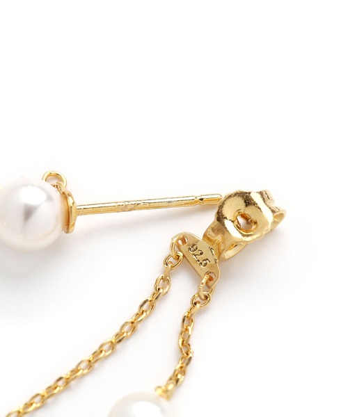[silver925]パール×チェーン バックキャッチピアス〈金属アレルギー対応〉（ピアス（両耳用））｜colleca la（コレカラ）