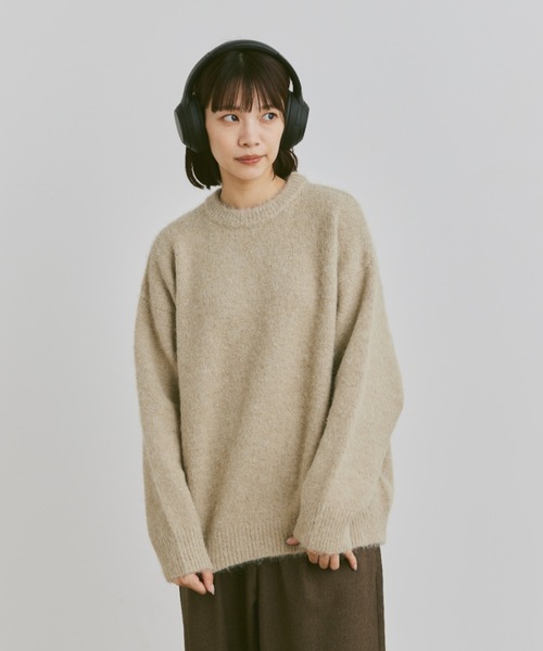 flaner（フラネ）の「wool mix shaggy knit / ウールミックスシャギーニット（ニット/セーター・レディース・チャコールグレー/ベージュ/ネイビー・MEDIUM/LARGE）」の14枚目の写真