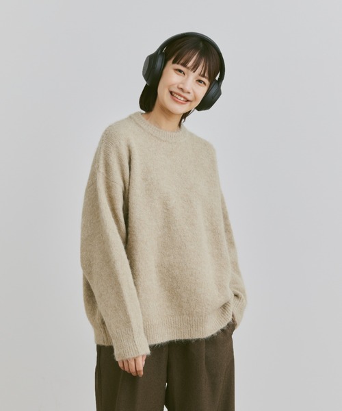 flaner（フラネ）の「wool mix shaggy knit / ウールミックスシャギーニット（ニット/セーター・レディース・チャコールグレー/ベージュ/ネイビー・MEDIUM/LARGE）」の16枚目の写真