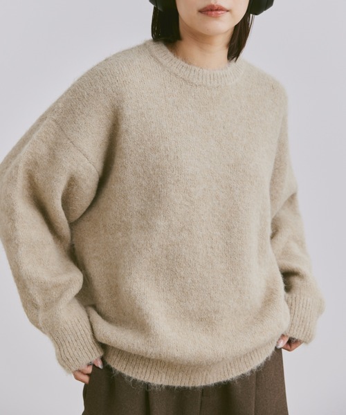 flaner（フラネ）の「wool mix shaggy knit / ウールミックスシャギーニット（ニット/セーター・レディース・チャコールグレー/ベージュ/ネイビー・MEDIUM/LARGE）」の20枚目の写真
