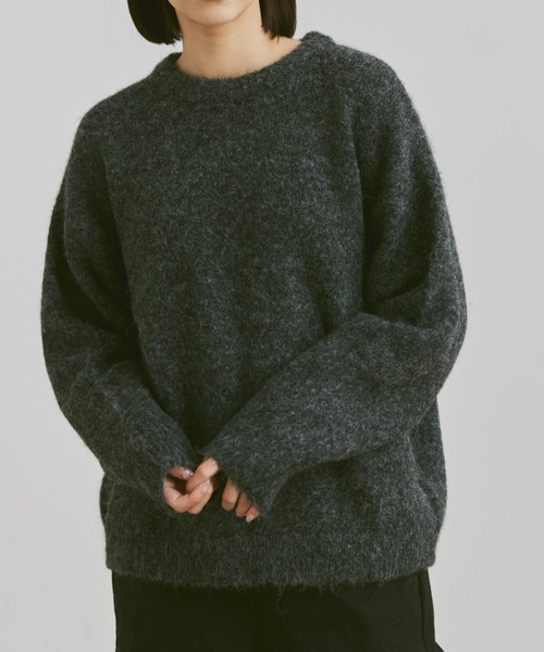 flaner（フラネ）の「wool mix shaggy knit / ウールミックスシャギーニット（ニット/セーター・レディース・チャコールグレー/ベージュ/ネイビー・MEDIUM/LARGE）」の8枚目の写真