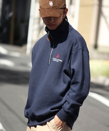【U.S. POLO ASSN./ユーエスポロアッスン】裏起毛 ビッグシルエット ワンポイントロゴ刺繍 ハーフジップスウェット