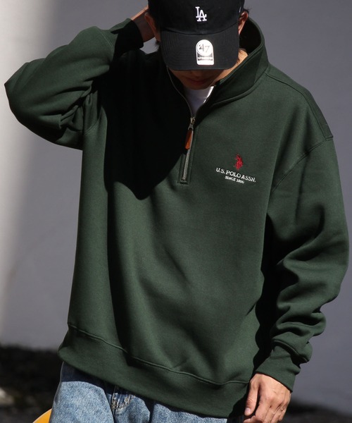 U.S. POLO ASSN.(ユーエスポロアッスン)の「【U.S. POLO ASSN./ユーエスポロアッスン】裏起毛 ビッグシルエット ワンポイントロゴ刺繍 ハーフジップスウェット(スウェット・メンズ・ブラック/オフホワイト/ダークオレンジ/ネイビー/ダークグリーン・LL/M/L)」の22枚目の写真
