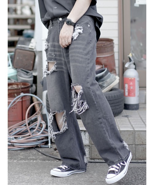 ルーズフィット デニムパンツ ワイド ストリート カジュアル 楽天市場】リラックス感のあるルーズフィットシルエット！ワイド