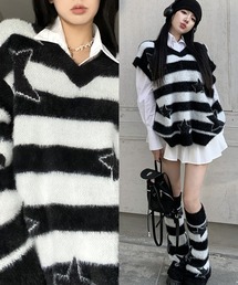 DEVICE | 【ベストにもなる】 3way ボーダー スター Y2K  スリット ニット セーター(ニット/セーター)