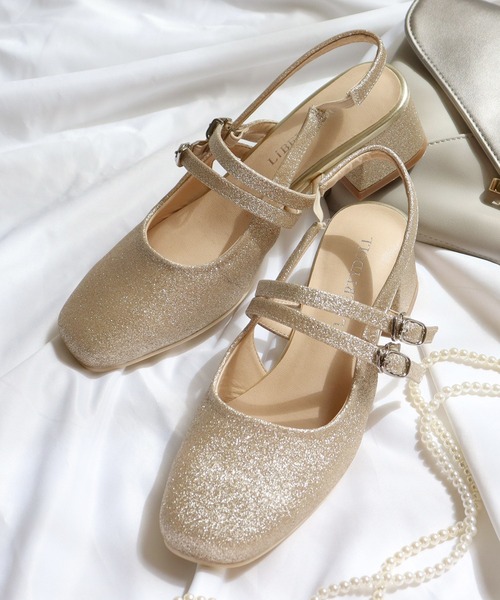 LibertyDoll(リバティードール)の「スクエア スリングバック ダブルメリージェーンパンプス(パンプス・レディース・ゴールド/ブラック系3/アイボリー/ブラック系1/シルバー/ブラック系2/ベージュ/シルバー系1・SS/S/M/3L/LL/L)」の8枚目の写真