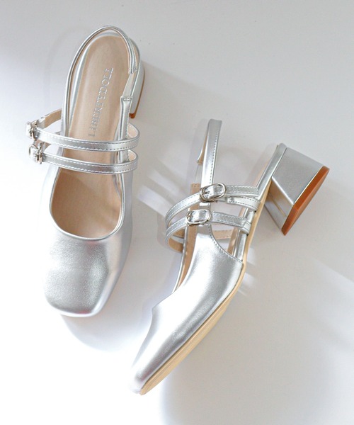 LibertyDoll(リバティードール)の「スクエア スリングバック ダブルメリージェーンパンプス(パンプス・レディース・ゴールド/ブラック系3/アイボリー/ブラック系1/シルバー/ブラック系2/ベージュ/シルバー系1・SS/S/M/3L/LL/L)」の18枚目の写真