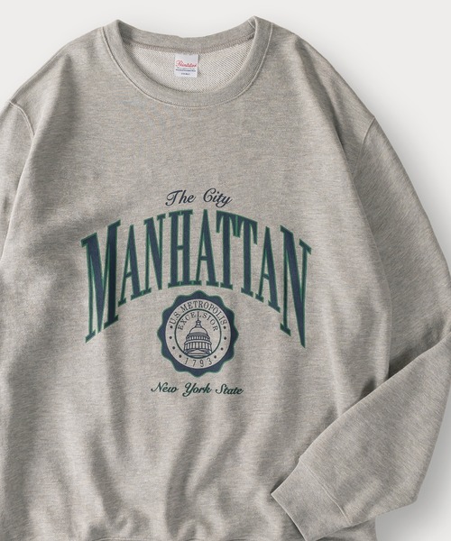 SlashDate(スラッシュデイト)の「MANHATTAN&GO YOURSELF/アソートクルーネックスウェット/ユニセックス(スウェット・メンズ・アッシュグレー/ブルー系その他/グレー系その他/ネイビー/アイボリー/グレー・M/L)」の1枚目の写真
