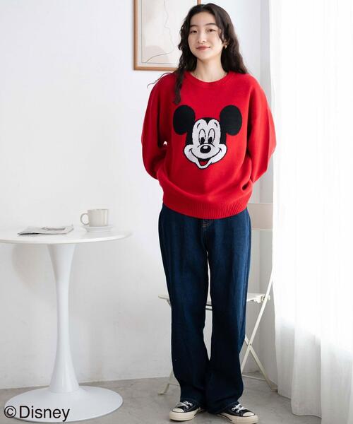 Disney（ディズニー）の「∴WEGO/別注Disneyジャガードニット（ニット/セーター・レディース・レッド/アイボリー・FREE）」の4枚目の写真