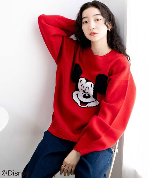 Disney（ディズニー）の「∴WEGO/別注Disneyジャガードニット（ニット/セーター・レディース・レッド/アイボリー・FREE）」の8枚目の写真