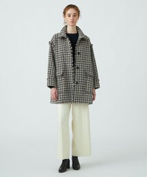 Ballsey ミックスハウンドトゥースツイード スタンドカラーコート ミックスハウンドトゥースツイード スタンドカラーコート | maison