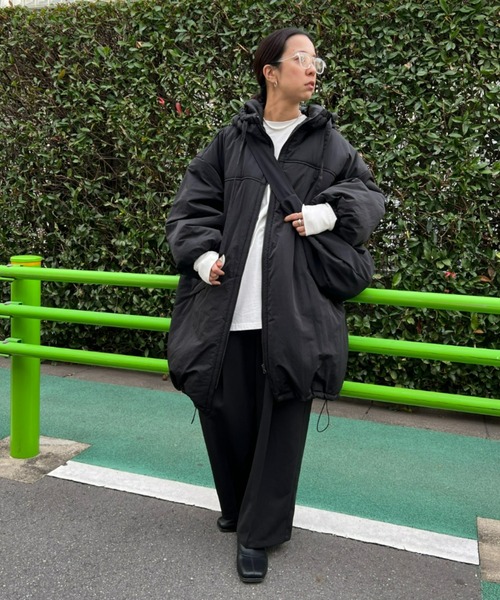 ワッシャータフタフーディーコート ダウンジャケット/コート 