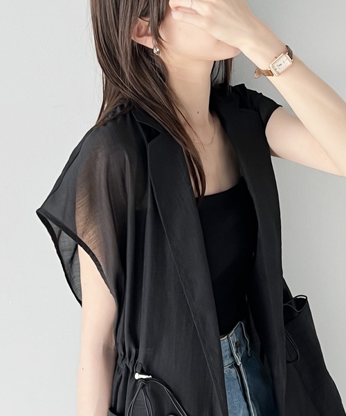 classicalelf（クラシカルエルフ）の「シンプルコーデを格上げ。ウエストドロストシアーダブルジレ（ベスト・レディース・ブラック/アイボリー/イエロー系その他・LARGE/MEDIUM/SMALL/X-LARGE）」の2枚目の写真