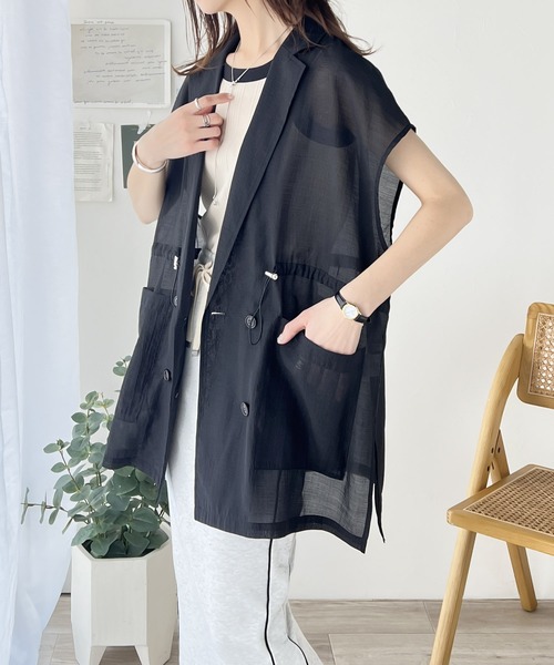 classicalelf（クラシカルエルフ）の「シンプルコーデを格上げ。ウエストドロストシアーダブルジレ（ベスト・レディース・ブラック/アイボリー/イエロー系その他・LARGE/MEDIUM/SMALL/X-LARGE）」の5枚目の写真