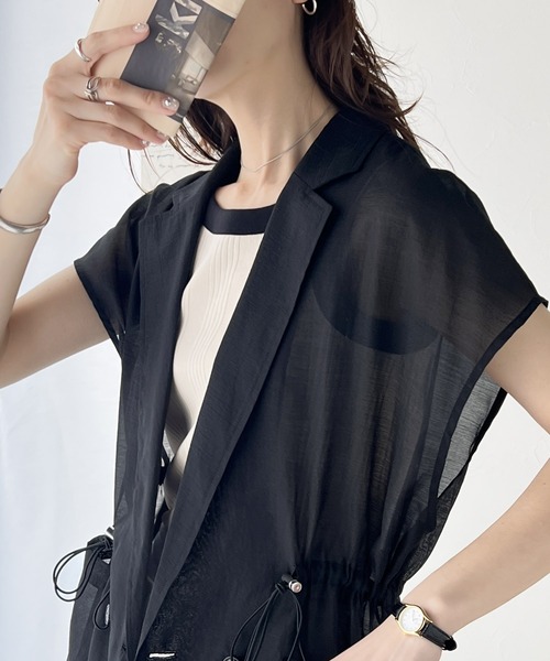 classicalelf（クラシカルエルフ）の「シンプルコーデを格上げ。ウエストドロストシアーダブルジレ（ベスト・レディース・ブラック/アイボリー/イエロー系その他・LARGE/MEDIUM/SMALL/X-LARGE）」の6枚目の写真