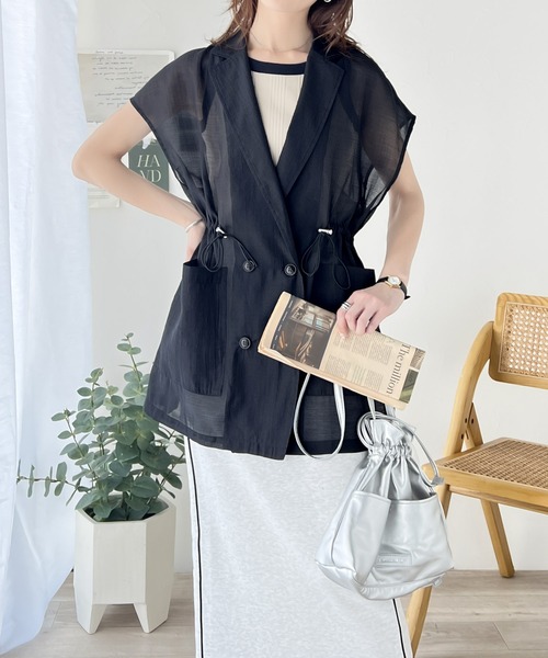 classicalelf（クラシカルエルフ）の「シンプルコーデを格上げ。ウエストドロストシアーダブルジレ（ベスト・レディース・ブラック/アイボリー/イエロー系その他・LARGE/MEDIUM/SMALL/X-LARGE）」の7枚目の写真