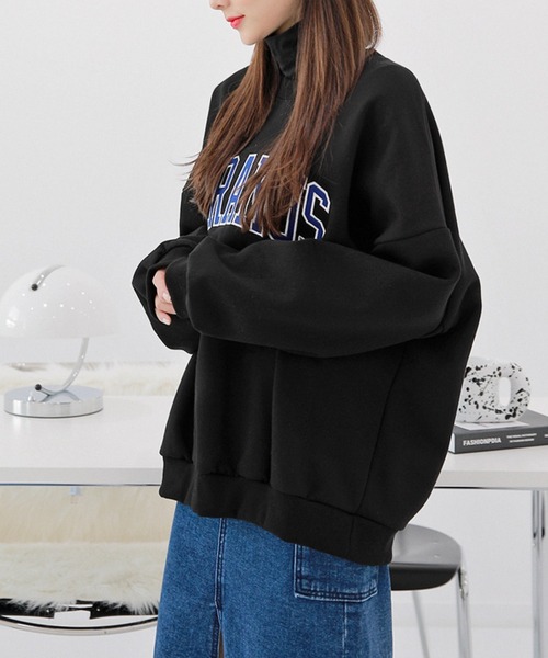 almo(アルモ)の「【CHICHI】PARAMUS LOGO / パラマス ミネソタ アーチロゴ 配色刺繍 クルーネック スウェット(BEY)(スウェット・レディース・バイオレット/オートミール・FREE)」の11枚目の写真