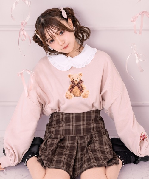MAURIZIO PECORARO スウェット トップス ビーズ ビジュー くま アニマルいろいろクマさん刺しゅうトレーナー(80~130cm)(80cm ネイビー