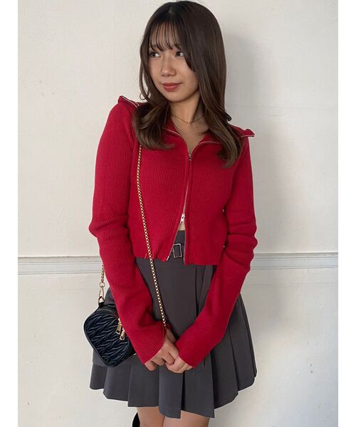 dazzlin(ダズリン)の「Wジップリブニットトップス(ニット/セーター・レディース・レッド/ブラック/チャコールグレー・FREE)」の3枚目の写真