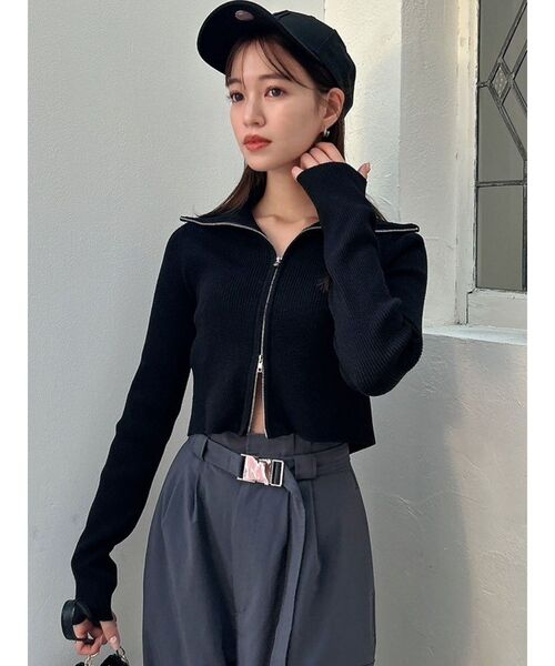 dazzlin(ダズリン)の「Wジップリブニットトップス(ニット/セーター・レディース・レッド/ブラック/チャコールグレー・FREE)」の4枚目の写真