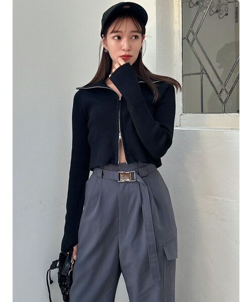 dazzlin(ダズリン)の「Wジップリブニットトップス(ニット/セーター・レディース・レッド/ブラック/チャコールグレー・FREE)」の6枚目の写真