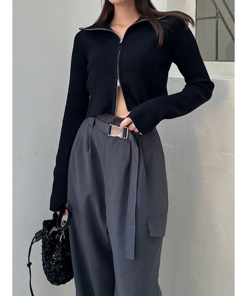 dazzlin(ダズリン)の「Wジップリブニットトップス(ニット/セーター・レディース・レッド/ブラック/チャコールグレー・FREE)」の7枚目の写真