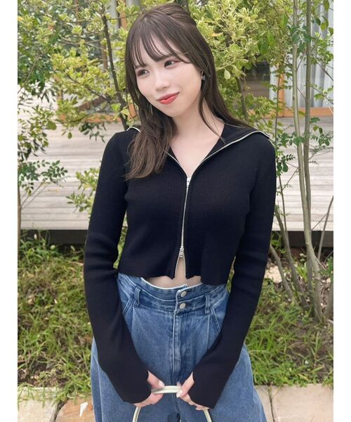 dazzlin(ダズリン)の「Wジップリブニットトップス(ニット/セーター・レディース・レッド/ブラック/チャコールグレー・FREE)」の12枚目の写真