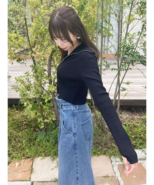 dazzlin(ダズリン)の「Wジップリブニットトップス(ニット/セーター・レディース・レッド/ブラック/チャコールグレー・FREE)」の14枚目の写真