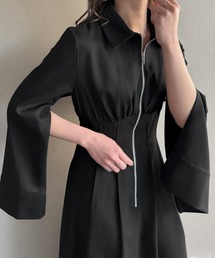 JUNOAH（ジュノア）の「2wayスリーブフロントジップウエストタックワンピース【ペチスカートセット】（ワンピース）」
