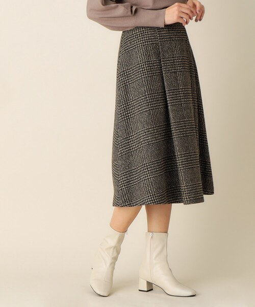 index（インデックス）の「◆ビッグチェックフレアスカート/ウールライク【洗濯機洗い可】（スカート・レディース・ダークブラウン系1/ブラック系1・36/38/40）」の6枚目の写真