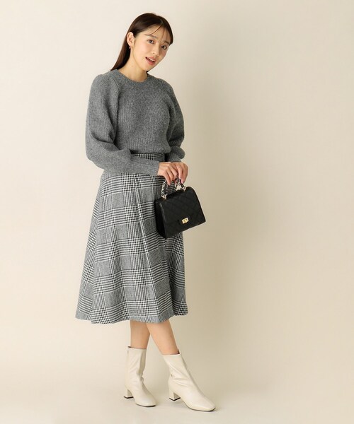 index（インデックス）の「◆ビッグチェックフレアスカート/ウールライク【洗濯機洗い可】（スカート・レディース・ダークブラウン系1/ブラック系1・36/38/40）」の7枚目の写真