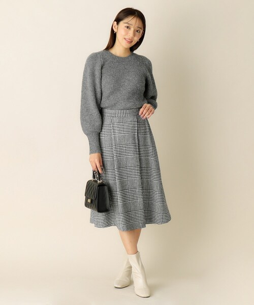 index（インデックス）の「◆ビッグチェックフレアスカート/ウールライク【洗濯機洗い可】（スカート・レディース・ダークブラウン系1/ブラック系1・36/38/40）」の8枚目の写真
