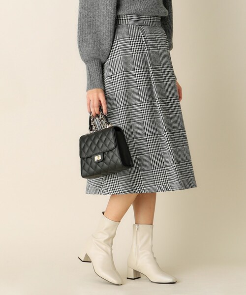 index（インデックス）の「◆ビッグチェックフレアスカート/ウールライク【洗濯機洗い可】（スカート・レディース・ダークブラウン系1/ブラック系1・36/38/40）」の9枚目の写真