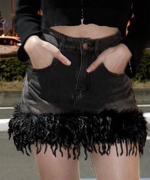 Chick | ▲BOA VINTAGE DENIM SKIRT / ボアビンテージ風デニムミニスカート(デニムスカート)