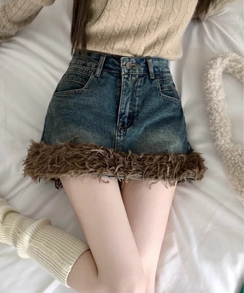 Chick(チック)の「▲BOA VINTAGE DENIM SKIRT / ボアビンテージ風デニムミニスカート(デニムスカート・レディース・ブラック/ブルー・S/M/L)」の17枚目の写真