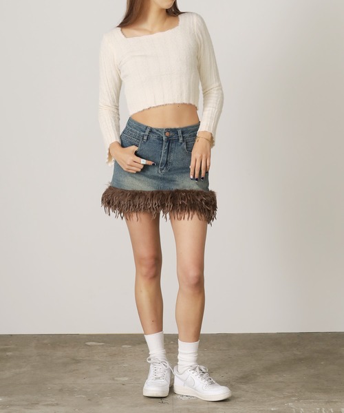 Chick(チック)の「▲BOA VINTAGE DENIM SKIRT / ボアビンテージ風デニムミニスカート(デニムスカート・レディース・ブラック/ブルー・S/M/L)」の19枚目の写真