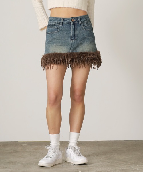 Chick(チック)の「▲BOA VINTAGE DENIM SKIRT / ボアビンテージ風デニムミニスカート(デニムスカート・レディース・ブラック/ブルー・S/M/L)」の18枚目の写真