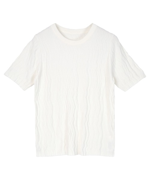 miette（ミエット）の「ジグザグリブ半袖トップス（Tシャツ/カットソー・レディース・オフホワイト/ピンク/ブラック/イエロー系その他・FREE）」の2枚目の写真