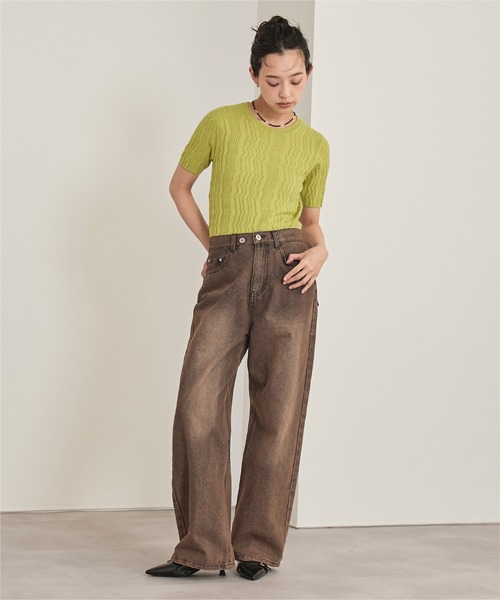 miette（ミエット）の「ジグザグリブ半袖トップス（Tシャツ/カットソー・レディース・オフホワイト/ピンク/ブラック/イエロー系その他・FREE）」の19枚目の写真