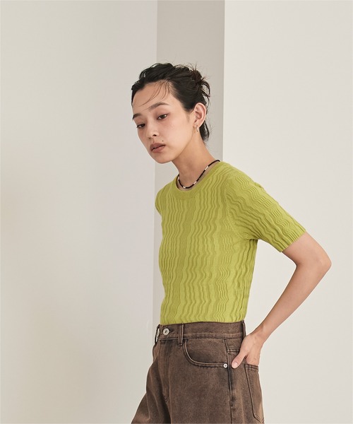 miette（ミエット）の「ジグザグリブ半袖トップス（Tシャツ/カットソー・レディース・オフホワイト/ピンク/ブラック/イエロー系その他・FREE）」の17枚目の写真